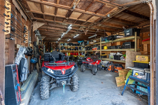 garage featuring a workshop area