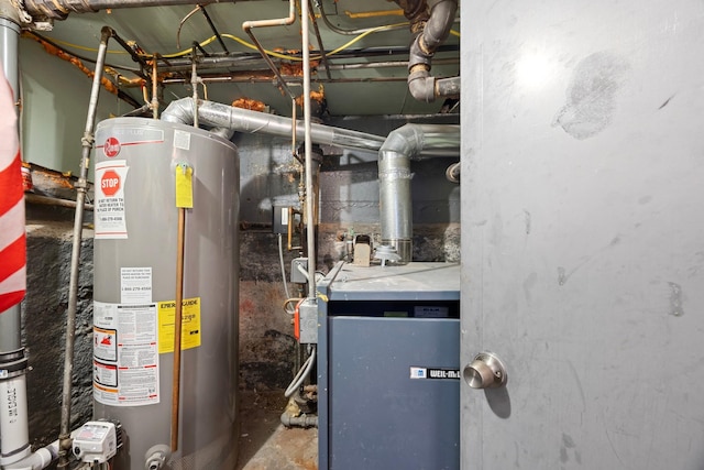 utilities with water heater and a heating unit
