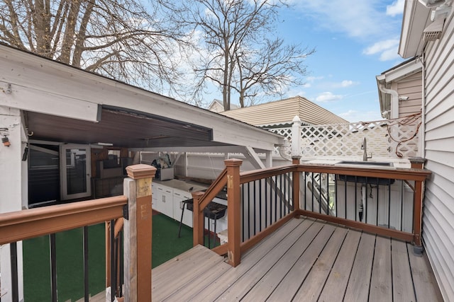 deck with a sink