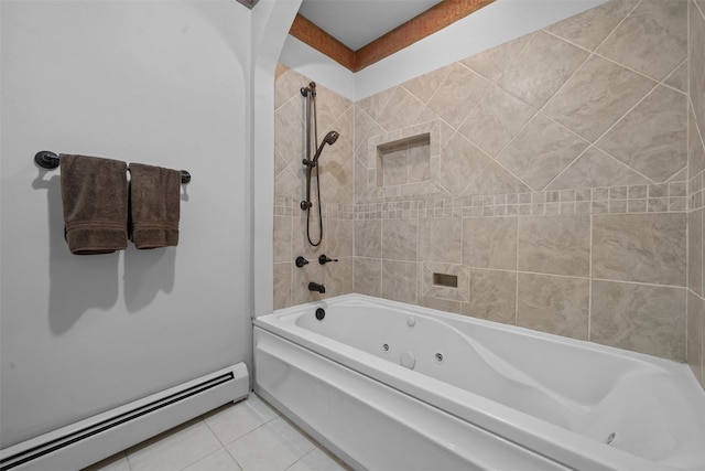 7 Center Cir, Florida, NY 10921 - bathroom with a combined bath / shower with jetted tub, baseboard heating, and tile patterned floors