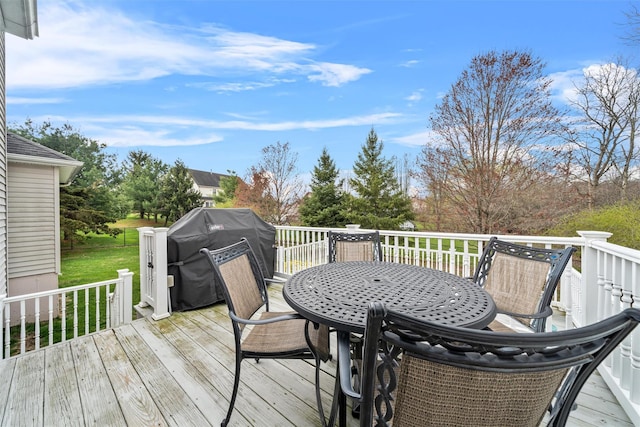 7 Center Cir, Florida, NY 10921 - wooden deck with grilling area and outdoor dining space