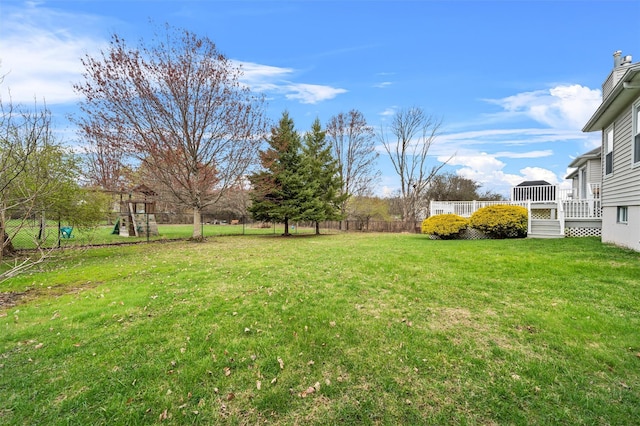 7 Center Cir, Florida, NY 10921 - view of yard with a playground, fence, and a deck