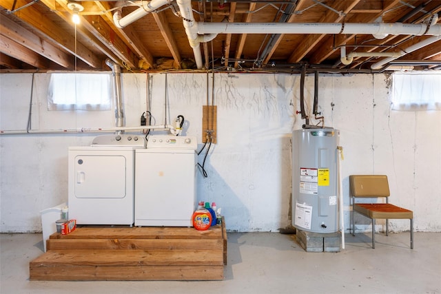 below grade area with washer and dryer and water heater