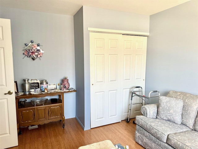 living room featuring light wood-style floors