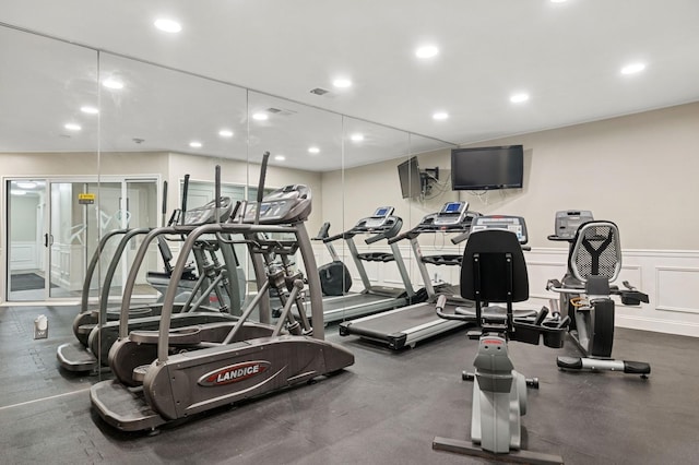 60 Southgate Cir, Massapequa Park, NY 11762 - gym featuring recessed lighting and visible vents