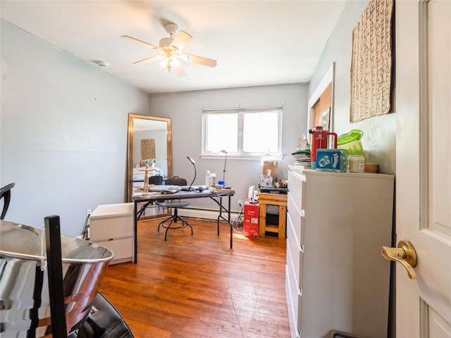 915 Derrick Adkins Ln, West Hempstead, NY 11552 - office area featuring a ceiling fan and wood finished floors