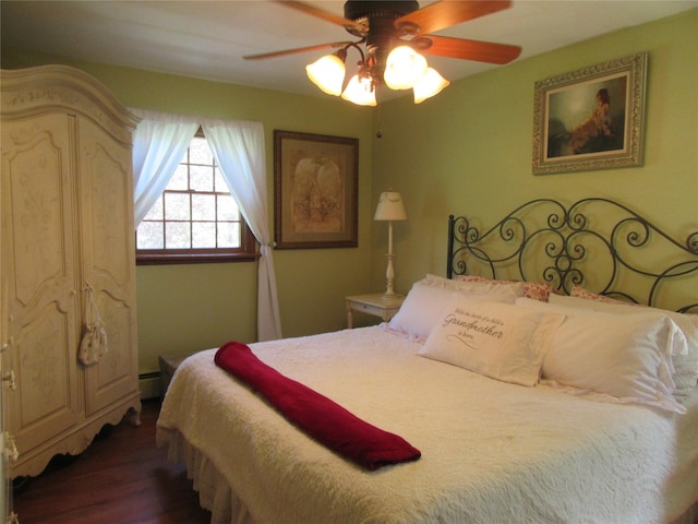 29 Beattie Rd, Washingtonville, NY 10992 - bedroom featuring ceiling fan, dark wood-style floors, and baseboard heating
