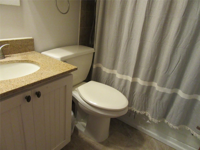 29 Beattie Rd, Washingtonville, NY 10992 - full bathroom featuring toilet, tile patterned floors, curtained shower, and vanity