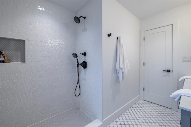 64 Jane Ct, Westbury, NY 11590 - bathroom with baseboards and tiled shower