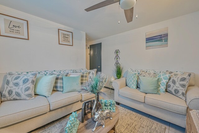 97 Arlington Ave, Valley Stream, NY 11580 - tiled living area featuring a ceiling fan