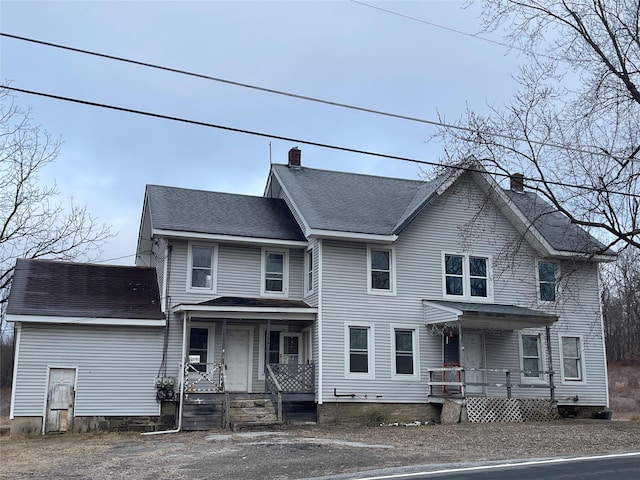 156 Greenville Tpke, Middletown, NY 10940 - view of front facade with roof with shingles, a chimney, and covered porch