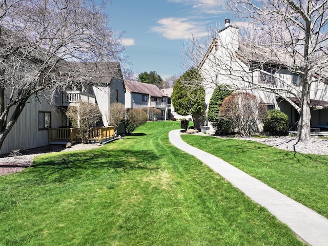 view of property's community featuring a lawn and a residential view
