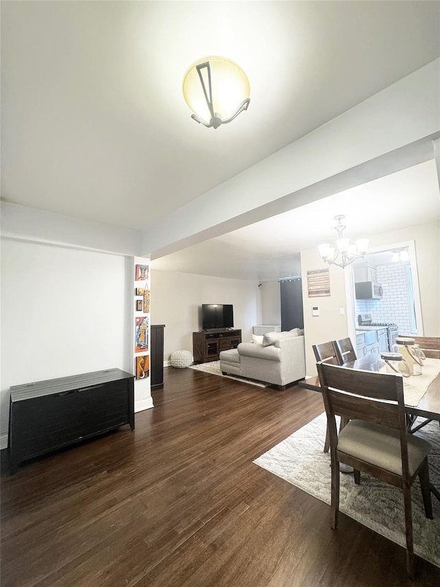 1475 Thieriot Ave Unit 6E, Bronx, NY 10460 - living room featuring dark wood-style flooring and a chandelier