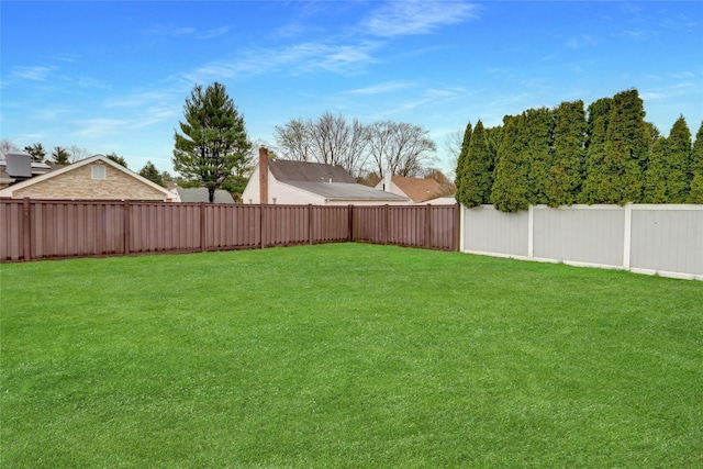 view of yard featuring a fenced backyard