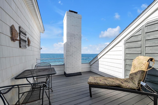 deck with a water view
