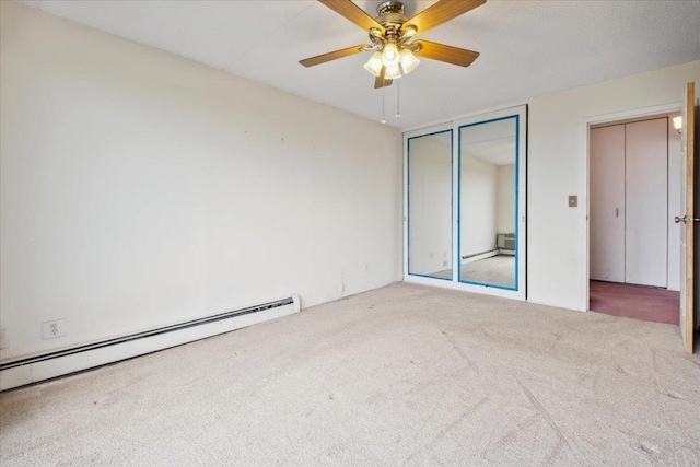 150 Overlook Ave Unit 8V, Peekskill, NY 10566 - unfurnished room with carpet, a baseboard radiator, and a ceiling fan