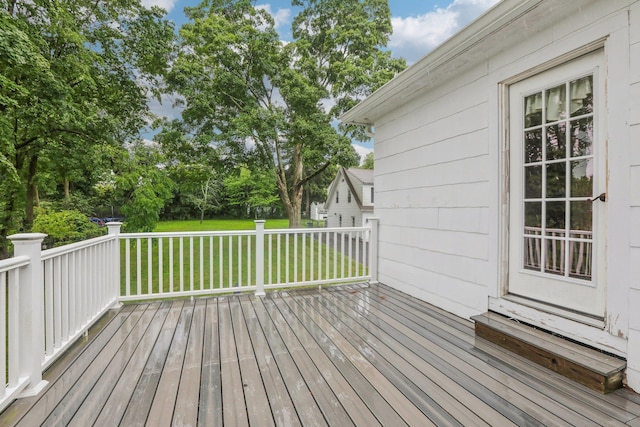 deck with a lawn