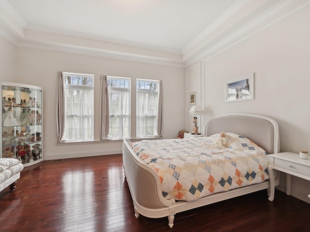 5 Hamlet Woods Dr, Saint James, NY 11780 - bedroom featuring crown molding, baseboards, and dark wood finished floors