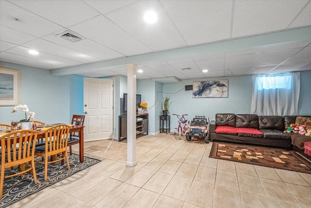 232 Courthouse Rd, Franklin Square, NY 11010 - interior space with visible vents, light tile patterned floors, recessed lighting, and a drop ceiling