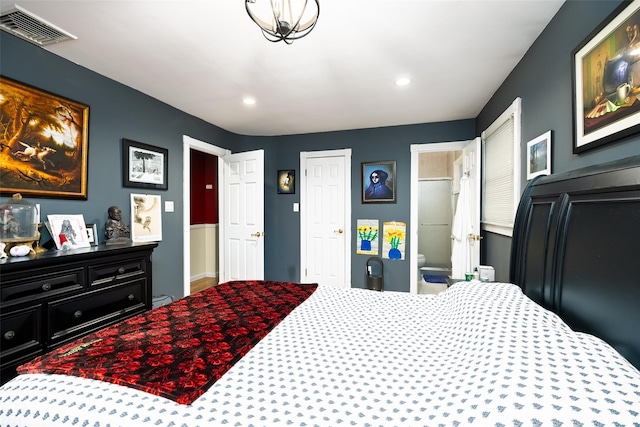 bedroom featuring visible vents and recessed lighting