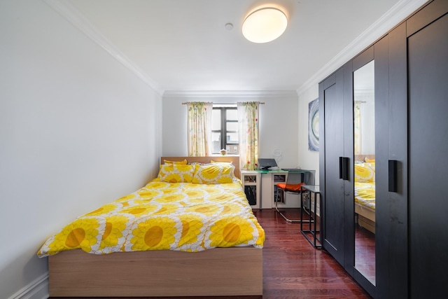 49-07 43rd Ave Unit 7F, Sunnyside, NY 11377 - bedroom featuring ornamental molding and dark wood finished floors