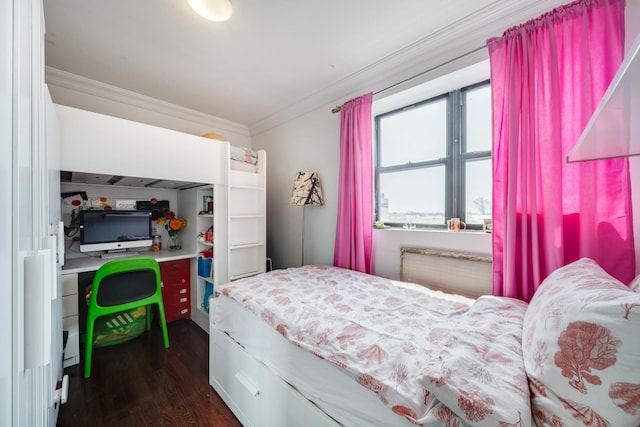 49-07 43rd Ave Unit 7F, Sunnyside, NY 11377 - bedroom featuring crown molding and dark wood-style floors