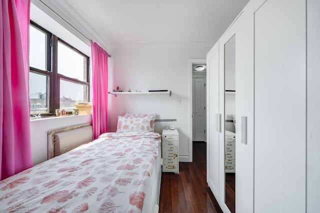 49-07 43rd Ave Unit 7F, Sunnyside, NY 11377 - bedroom featuring hardwood / wood-style flooring and ornamental molding