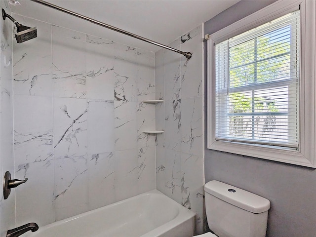 65 Biscayne Dr, Selden, NY 11784 - bathroom featuring toilet, healthy amount of natural light, and shower / washtub combination