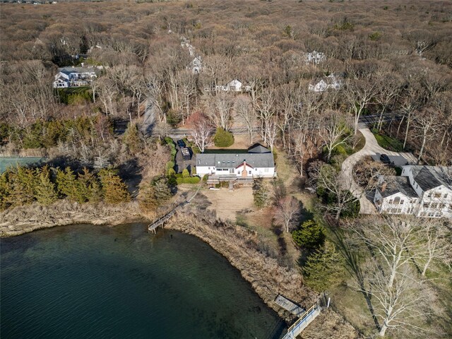 46 Mount Grey Rd, Setauket, NY 11733 - aerial overview of property's location featuring a large body of water and a heavily wooded area
