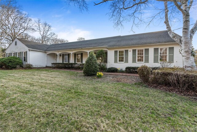 46 Mount Grey Rd, Setauket, NY 11733 - single story home with a front yard and covered porch
