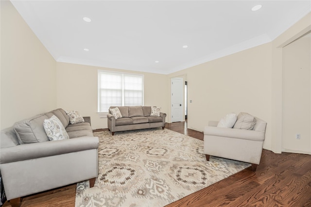 146 Duke Dr, Carmel, NY 10512 - living area with baseboards, wood finished floors, recessed lighting, and ornamental molding