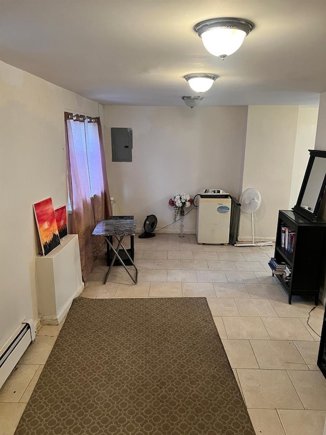 3412 Hunter Ave, Bronx, NY 10475 - interior space with a baseboard radiator, light tile patterned floors, and electric panel