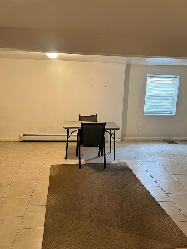 3412 Hunter Ave, Bronx, NY 10475 - interior space featuring baseboard heating, light tile patterned flooring, baseboards, and visible vents
