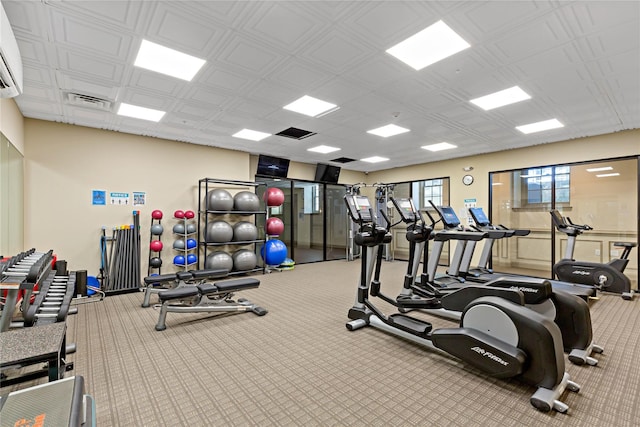 341 Furnace Dock Rd Unit 5, Cortlandt Manor, NY 10567 - workout area featuring carpet and a wall mounted air conditioner