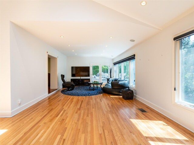 4 Terrace Ct, Port Washington, NY 11050 - living room with light wood finished floors, lofted ceiling, plenty of natural light, baseboards, and recessed lighting
