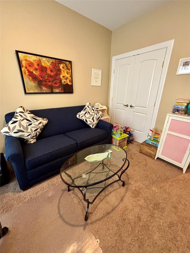 living room featuring carpet floors