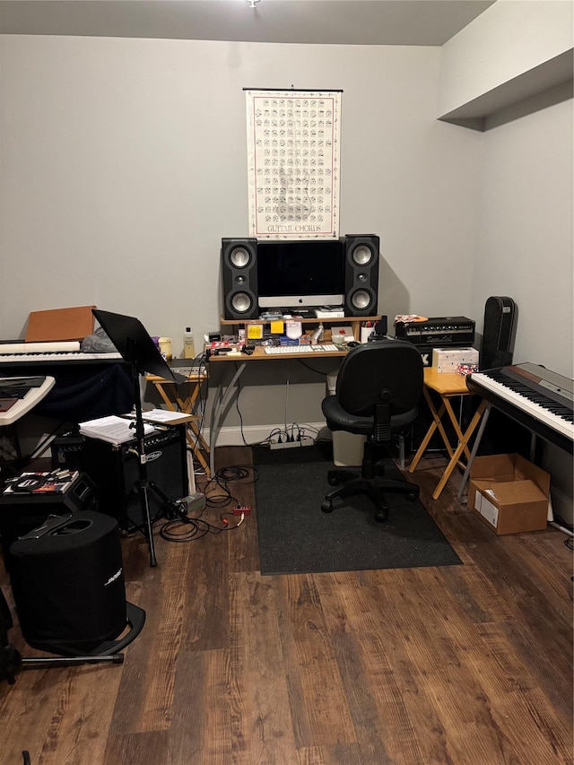 home office featuring wood finished floors