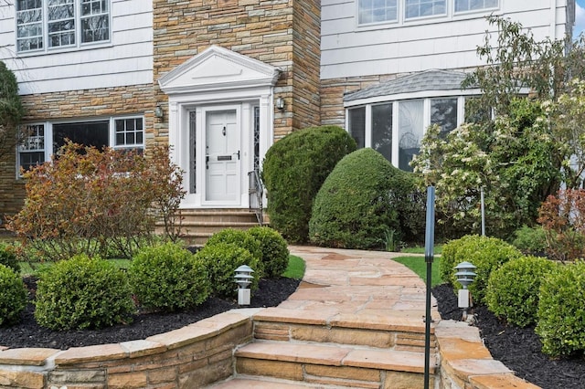 270 Bayberry Dr, Hewlett Harbor, NY 11557 - view of exterior entry with stone siding