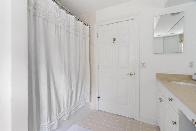8 Alder Way, Armonk, NY 10504 - full bath featuring baseboards, shower / tub combo with curtain, and vanity