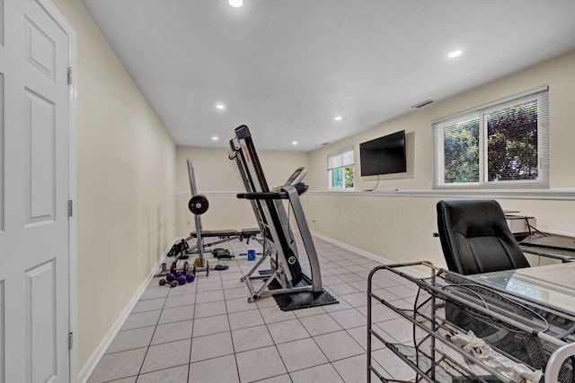 13 Iris Cir, Beacon, NY 12508 - exercise room featuring baseboards, recessed lighting, and visible vents