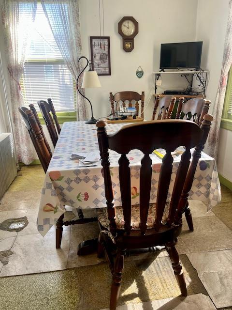 dining area with radiator heating unit