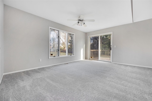 8 Beach Manor Ct, West Islip, NY 11795 - spare room with carpet, visible vents, baseboards, and a ceiling fan