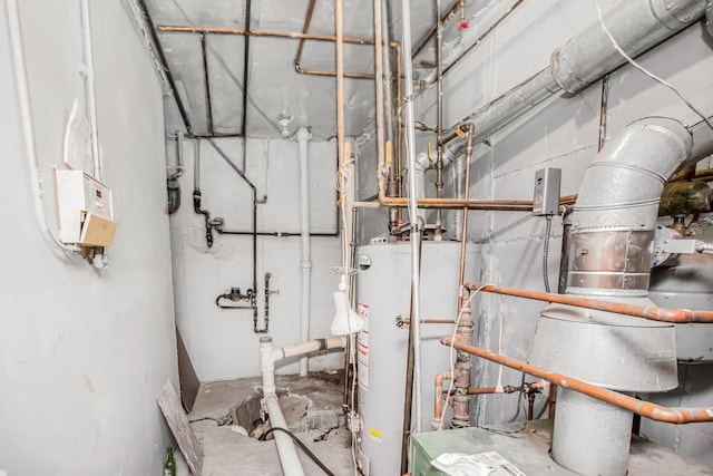 utility room with water heater