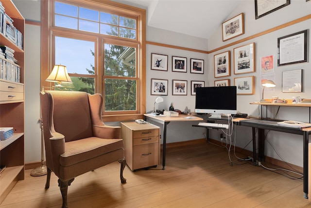 27 Dingle Ridge Rd, North Salem, NY 10560 - office space with light wood-style flooring, healthy amount of natural light, vaulted ceiling, and baseboards