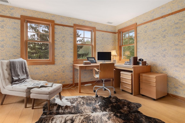 27 Dingle Ridge Rd, North Salem, NY 10560 - office area with light wood finished floors, healthy amount of natural light, and wallpapered walls