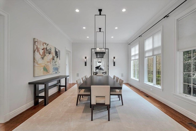 30 Morris Ln, Scarsdale, NY 10583 - dining space featuring baseboards, wood finished floors, and recessed lighting