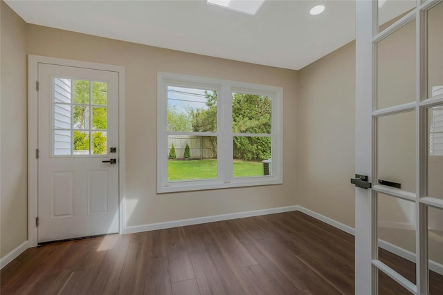 122 Knolls Dr Unit 122, Stony Brook, NY 11790 - doorway featuring baseboards, recessed lighting, and dark wood-type flooring