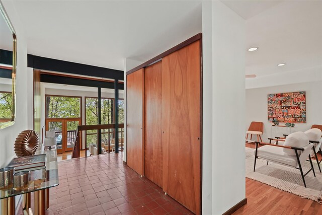 corridor with recessed lighting