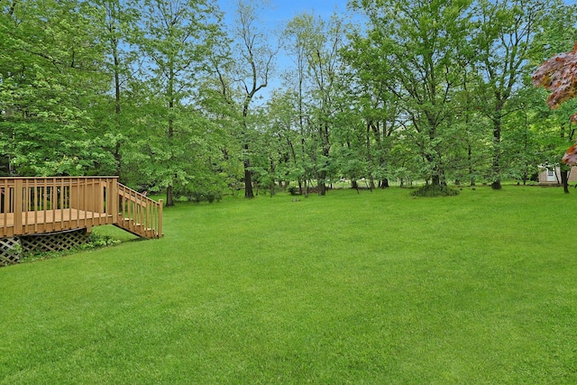 120 Locust Dr, Nyack, NY 10960 - view of green lawn with a wooden deck