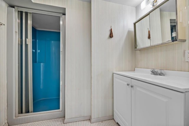 44 Nottingham Gate Rd, Rock Hill, NY 12775 - bathroom with tile patterned floors, wallpapered walls, and vanity